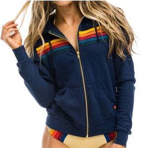 Aviator Nation 5 stripe sweatshirt size M in CHARCOAL.